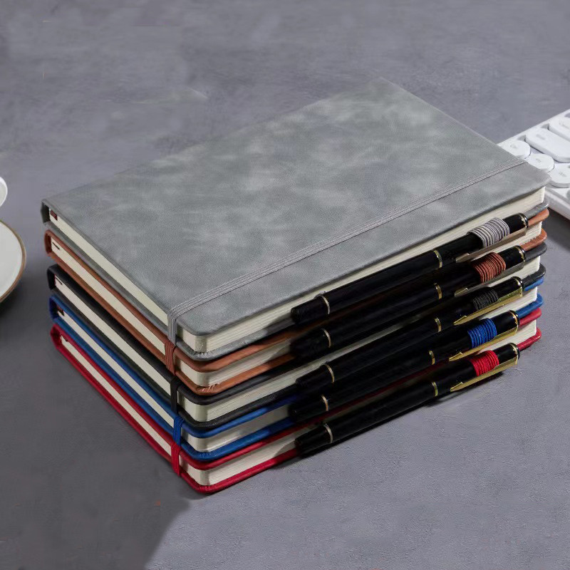 

Customized product.Stationery office Custom Logo A5 Pu Leather Cover Notebook with Pen holder and elastic band for dairy