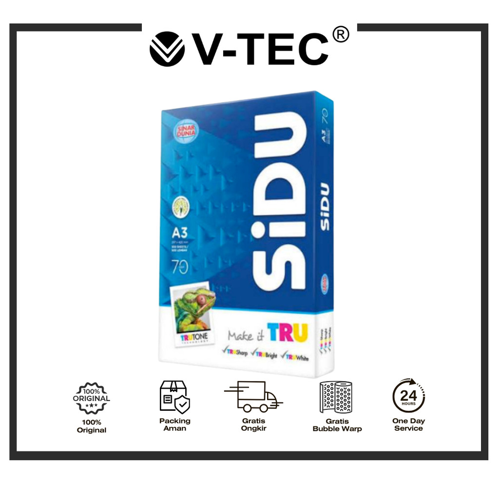 

TERMURAH DAN BEST SELLER KERTAS HVS Sidu A3 70 Gr / Rim