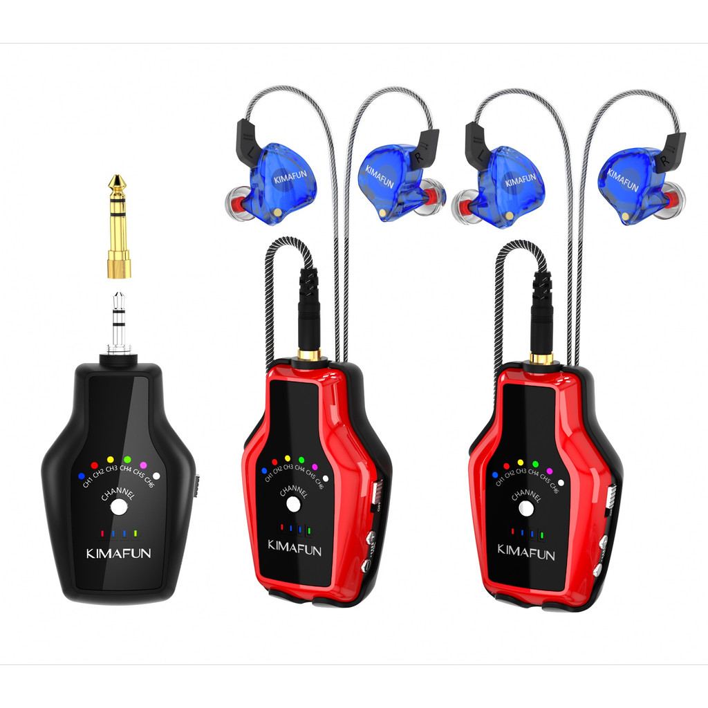 KIMAFUN 2.4G Wireless IEM System in-Ear Audio Monitor Earphone for Stage Performance Band Rehearsal 