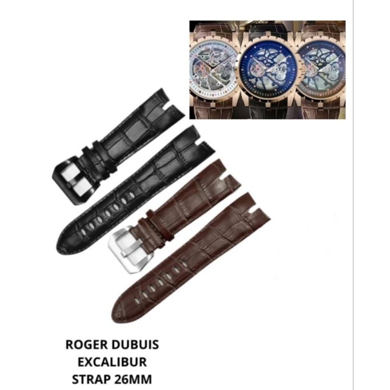 Strap Tali Jam Tangan Roger Dubuis Excalibur 26mm Cokelat/Hitam