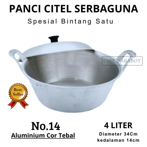 Citel Jumbo ukuran 10 liter spesial bintang satu aluminium cor tebal anti lengket citel tutup