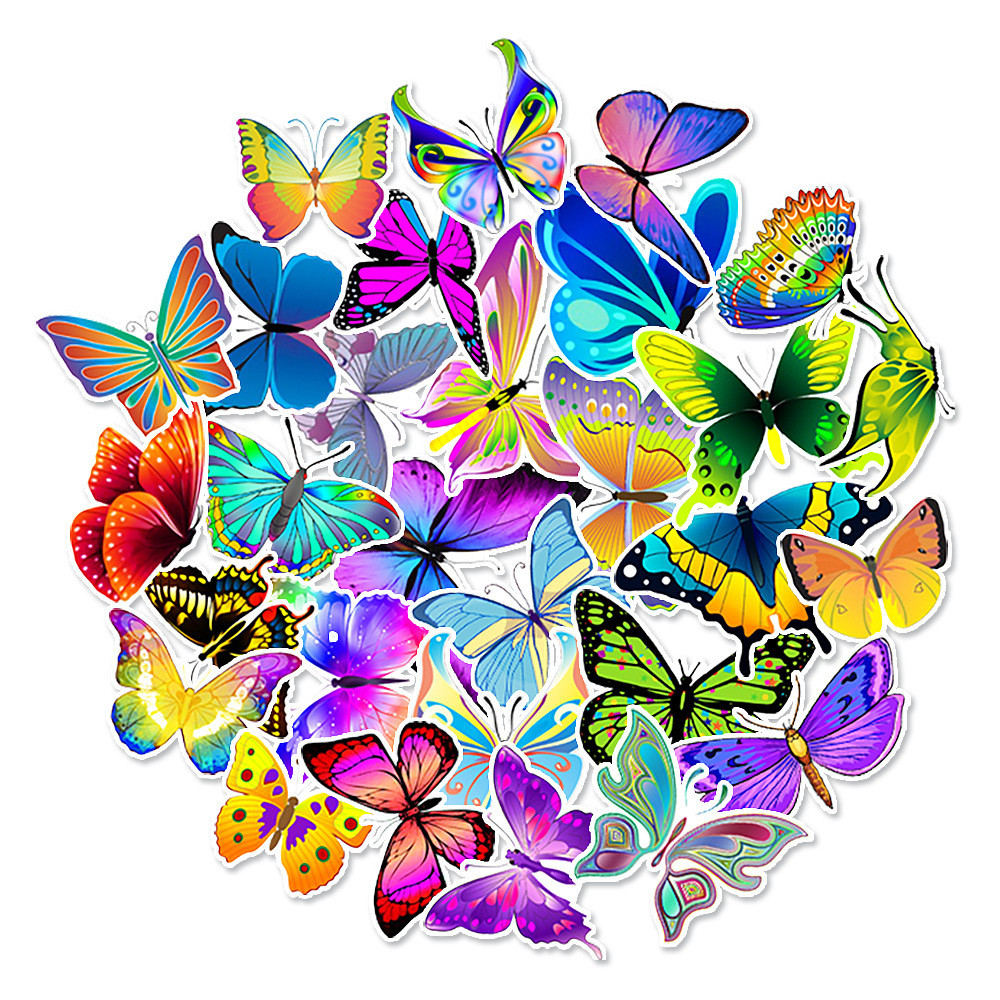 

50Pcs Butterfly DIY Skate Stickers Waterproof Cartoon Children DECO Vsco Princess Wall Sticker for Bike Motorcycle Laplop 2021