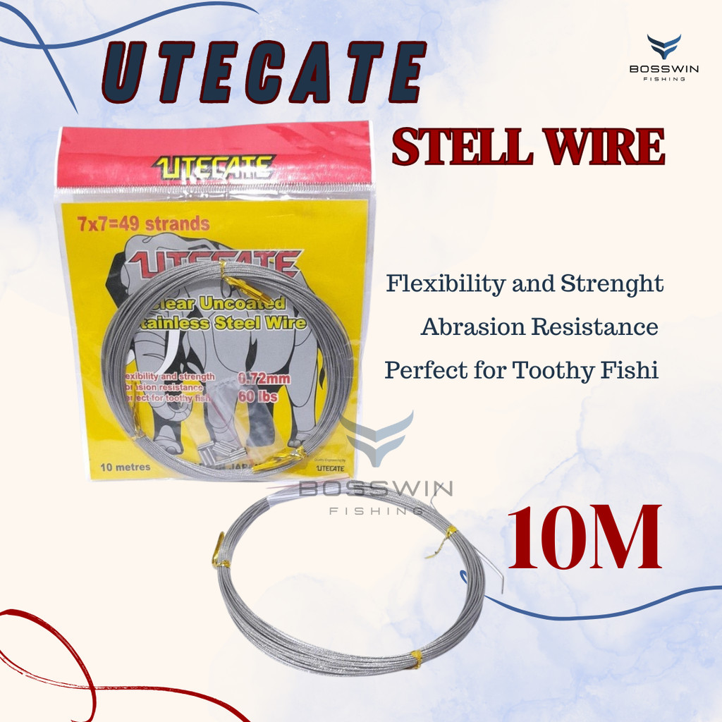 Utecate Stell Wire (Seling 7x7) Super Lentur Seperti Senar Neklin Clear Uncoated Stainless Steel