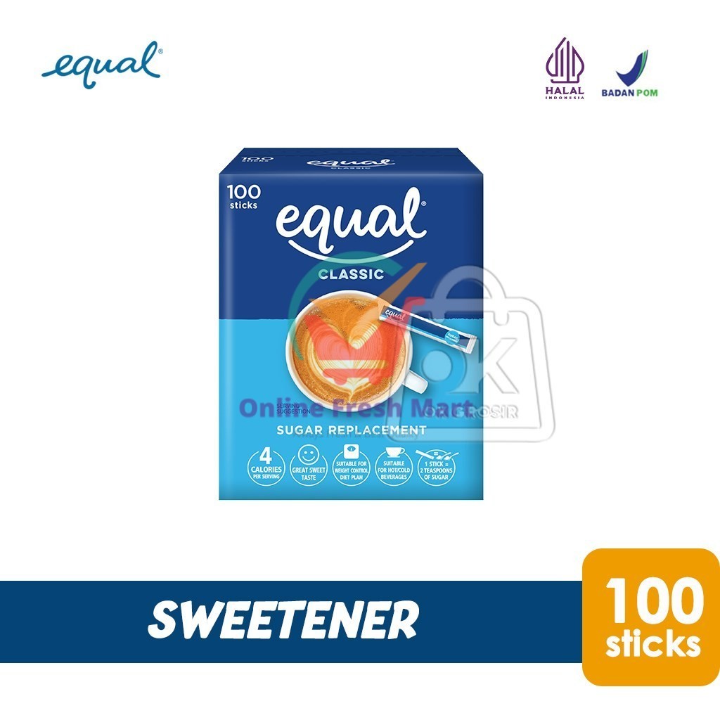 

Gula Pemanis Equal Classic Sweetener Nol Kalori (1 Box isi 100stik) - Online Fresh Mart Denpasar