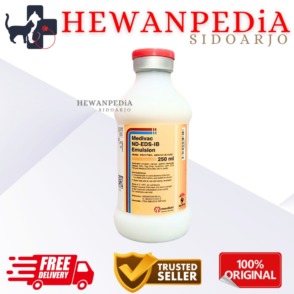 Vaksin ND EDS IB Emulsion 250ml Dosis 500 Ekor - Vaksin Ayam Mencegah Tetelo Serta Cacat Pada Telur 