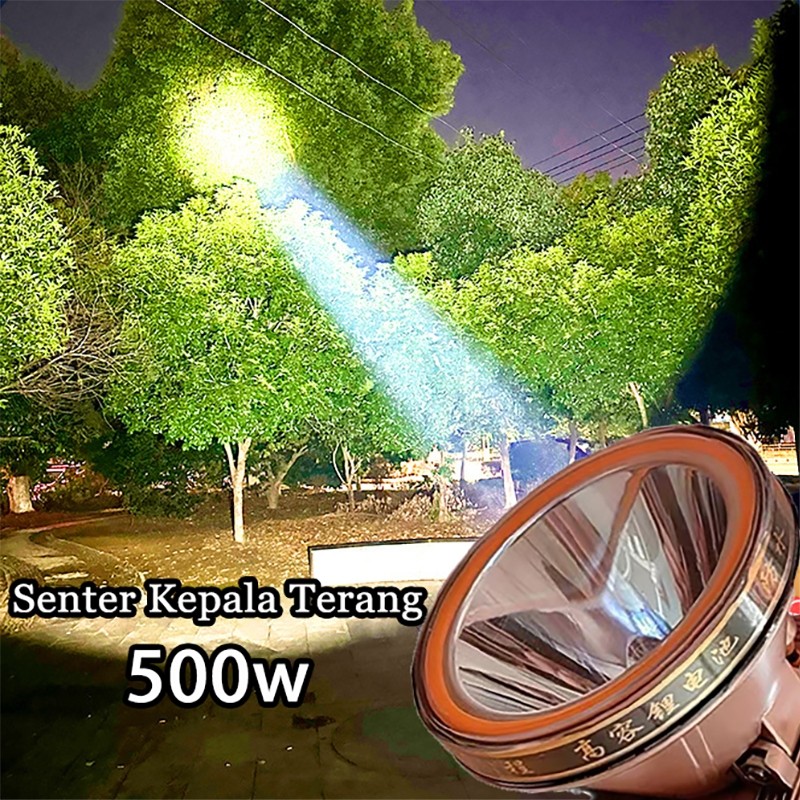 Senter kepala super terang / Headlamp outdoor / Senter kepala 500 watt /  anti air / Daya tahan bate