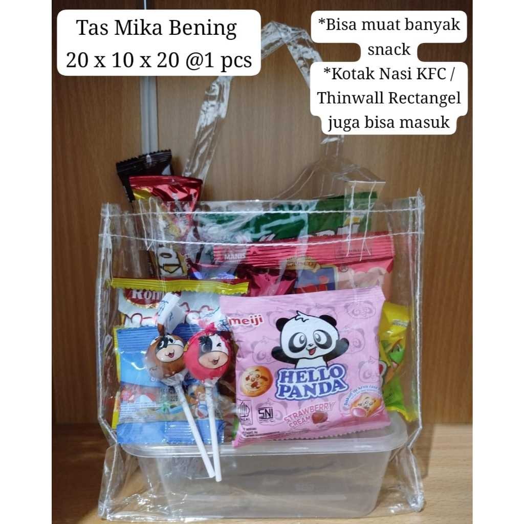 HARGA 1 PCS - TAS MIKA BENING / TAS MIKA HAMPERS / TAS MIKA BENING TRANSPARAN SOUVENIR ULANG TAHUN /