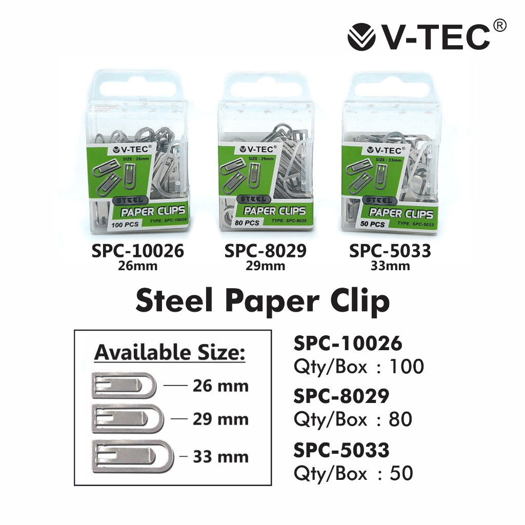 

V-TEC PAPER CLIP TYPE SPC-10026, 8029, 5033