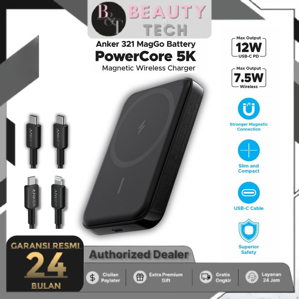 Powerbank Anker 321 MagGo Powercore Magnetic 5k – Garansi Resmi Anker