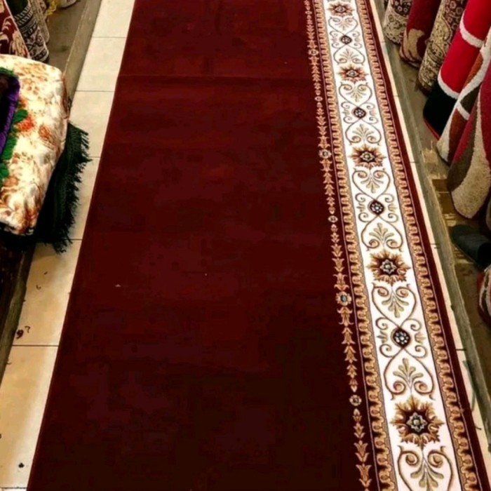 Karpet Masjid Turki Super Tebriz Tebal 17mm Meteran / Karpet Sajadah - Merah Polos H