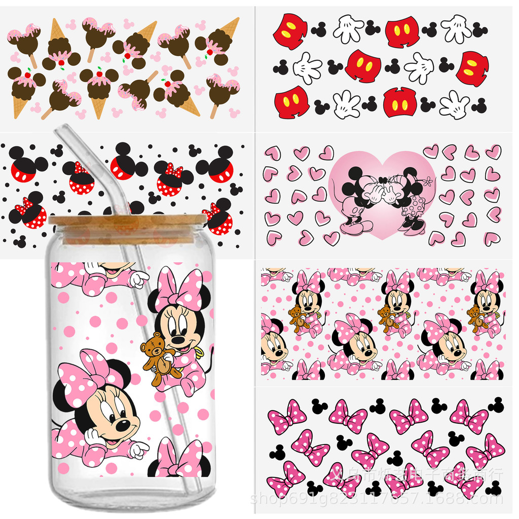 

Botol 24X11cm Cetakan Kartun Putri Mickey Mouse Stiker Sticker UV DTF Souvenir Kaca Mug Helm