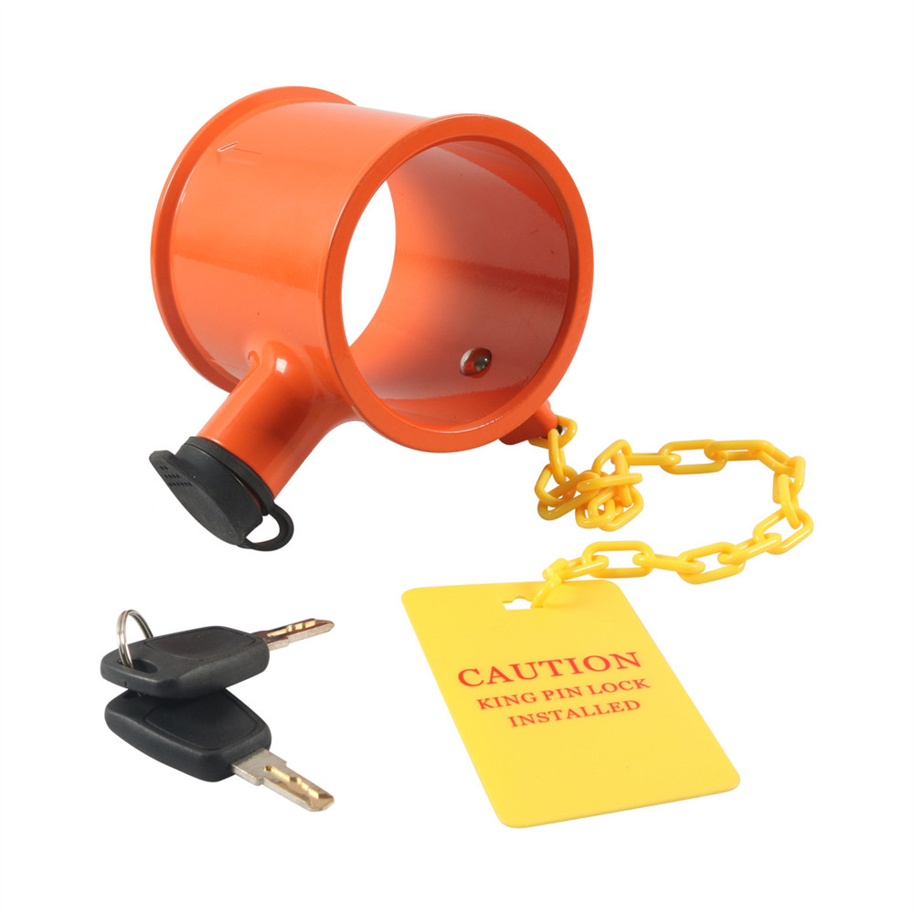 

for RVs 5th Wheel King Pin Lock Aluminum Anti Theft Container Trailers and Campers with Handles Warning Tag 2 Keys Black