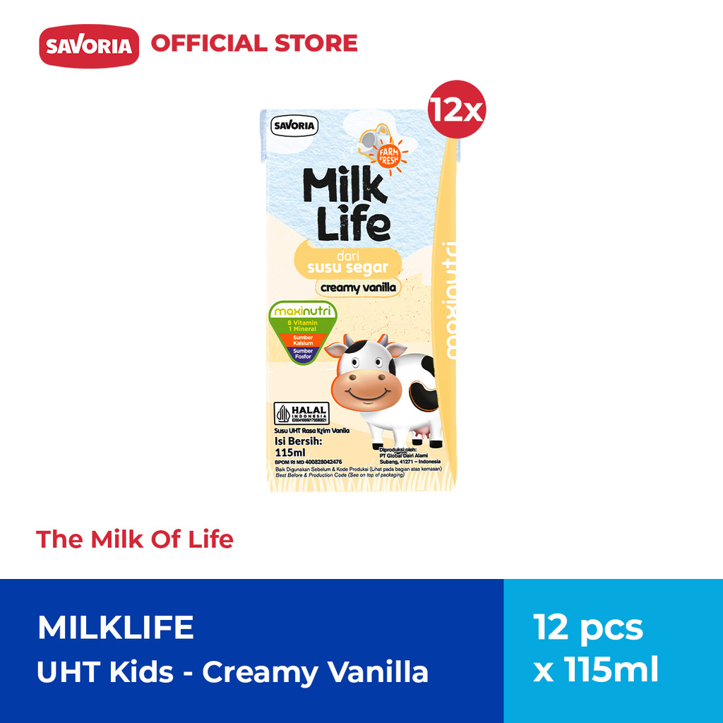 

MilkLife UHT Kids Creamy Vanilla Milk - Susu Rasa Vanila 12 Pcs x 115ml