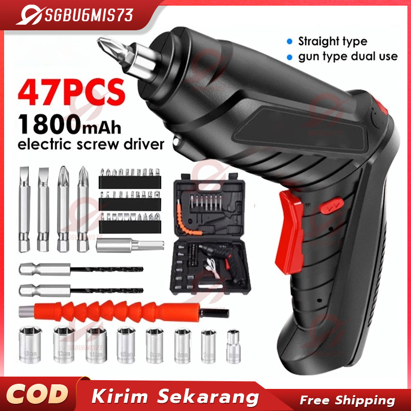 48pcs Mesin Bor Obeng Baterai Cordless Folding Li-ion Cordless Drill Set - Toolbox Set - Cordless - 