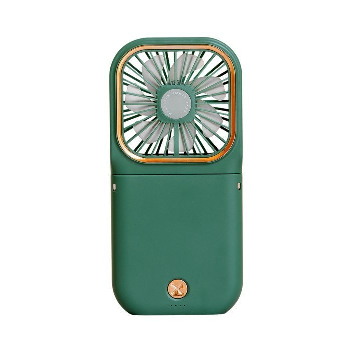 MALL5758~ [Organizer Promo] Kipas lipat leher gantung USB fan USB bank daya portabel - Kipas Hijau