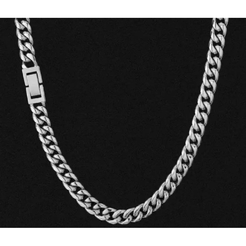 KALUNG PRIA TITANIUM RANTAI DABEL PENGAIT CLIP ANTI LUNTUR ANTI KARAT