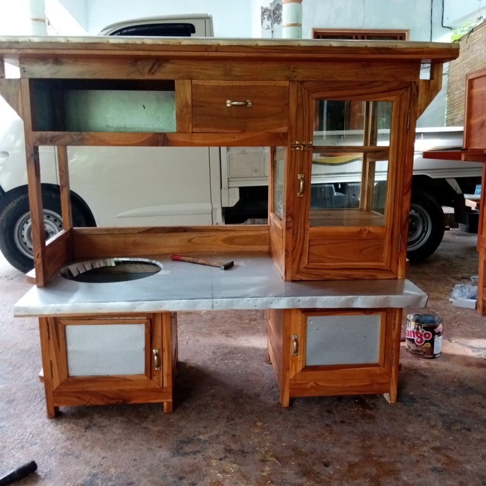 gerobak bakso motor kayu jati