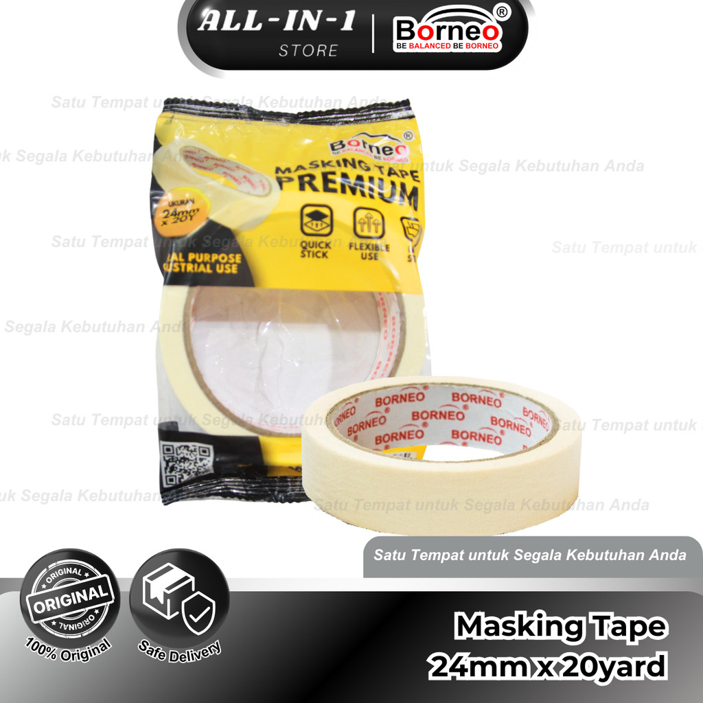 

Masking Tape Premium Lakban Kertas Borneo 24mm x 20Yard