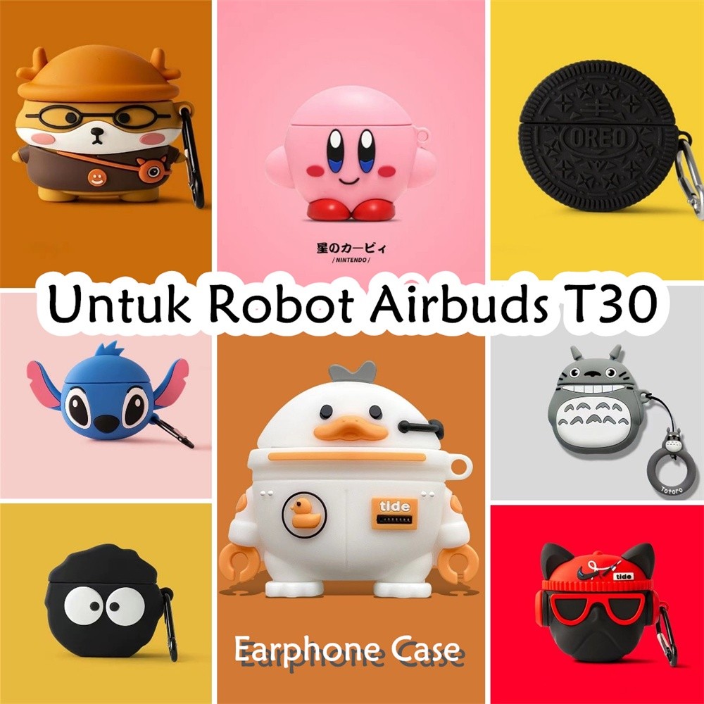 Coco Case Untuk Robot Airbuds T30 Case Kartun Kreatif Harimau staghorn Soft Silicone Earphone Casing