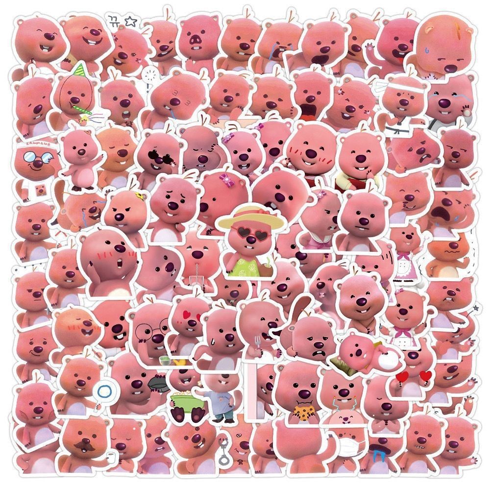 

100PCS Korean Loopy Little Beaver Cute Cartoon Stickers Pack Handheld Account Stickers Notebook DIY Decorative Stickers Toys