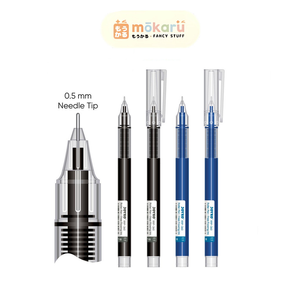 

Joyko Pulpen Roller Gel Pen RRP - 360 Black Blue 0.5mm Super Smooth Needle Tip