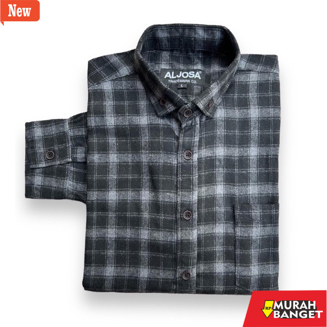 kemeja kotak kotak cowok ALJOSA Kemeja Flanel Pria Lengan Panjang Hem Flannel Baju Cowok Motif Kotak