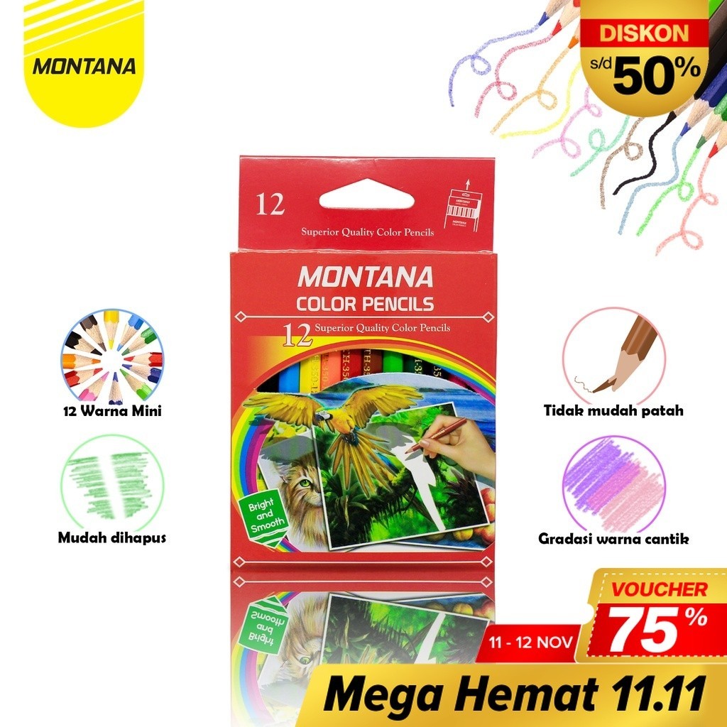 

Pensil Warna Pendek MONTANA 12 Warna
