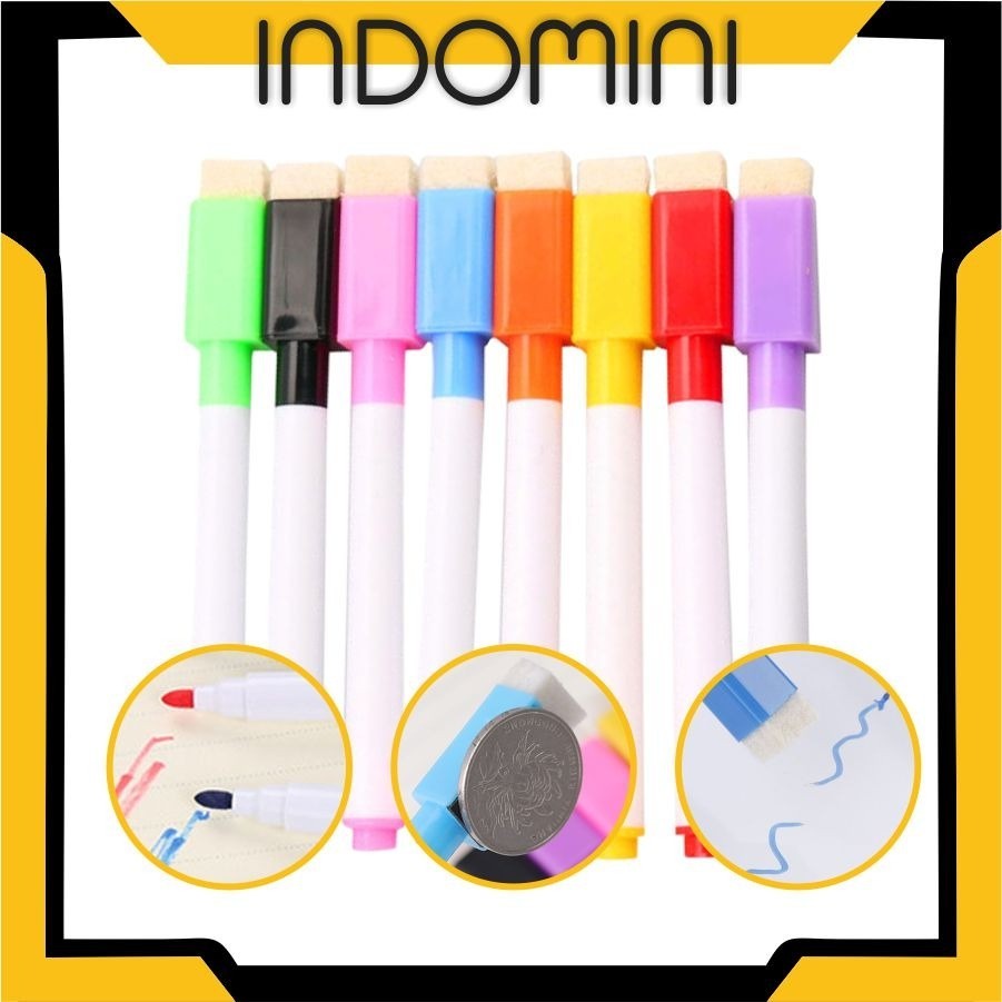 

INDOMINI Spidol Sepidol Papan Tulis White Board Kecil Mini Mewarnai Warna Warni Penghapus Wipe And Clean Ban Whiteboard S001