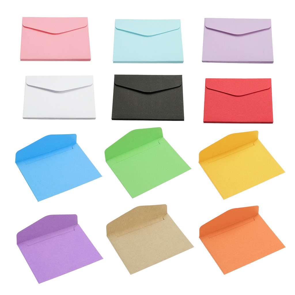 

60Pcs 115x82mm Colorful Blank Mini Paper Envelopes Wedding Party Invitation Greeting Cards Gift Cover New Year Greeting Envelope