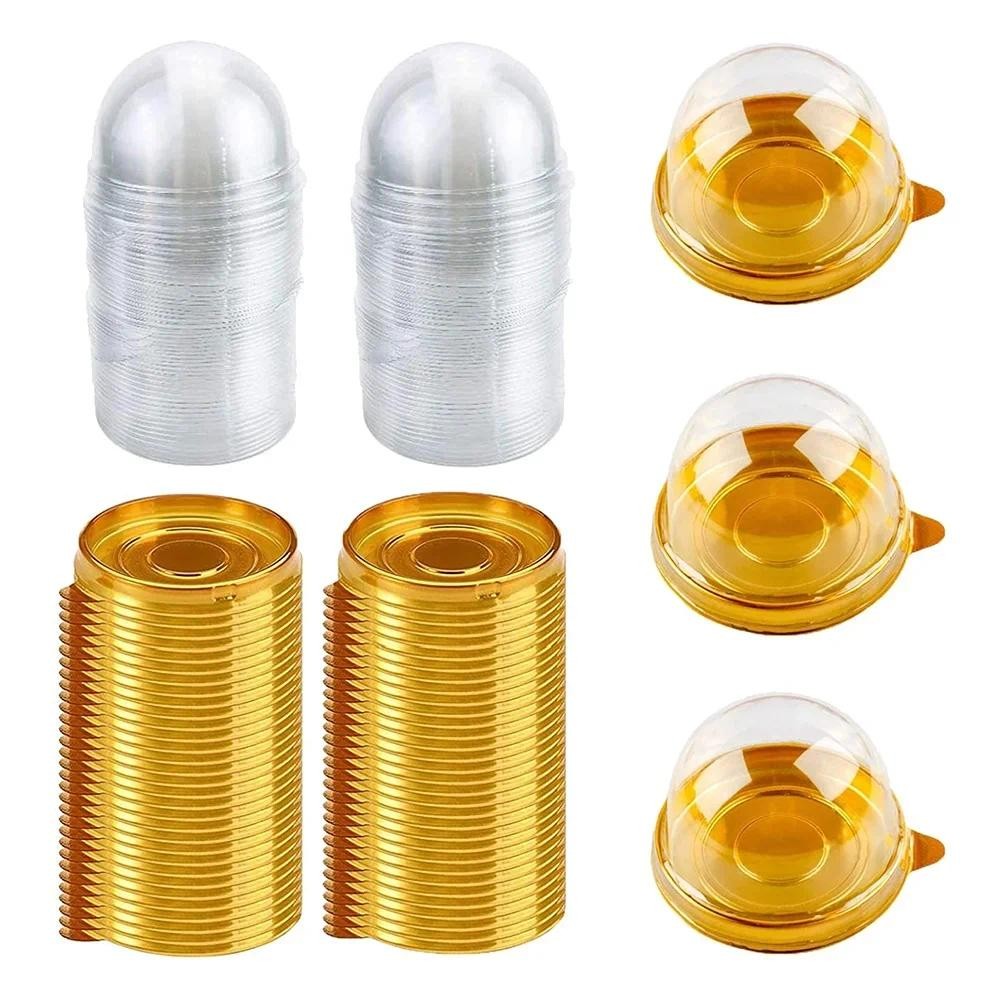 50PCS Clear Plastic Mini Cupcake Box Round Cupcake Mooncake Dessert Container Box Cookies Muffins Do