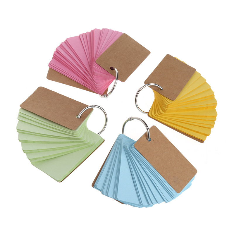 

1PC Kraft Paper Binder Ring Easy Flip Flash Cards Study Memo Pads DIY Stationery Bookmark School Office Supply