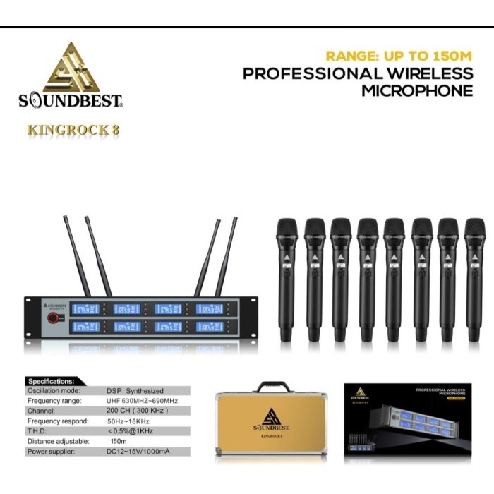 MIC WIRELESS SOUNDBEST KINGROCK 8 8 MIC WIRELESS PEGANG PEGANG