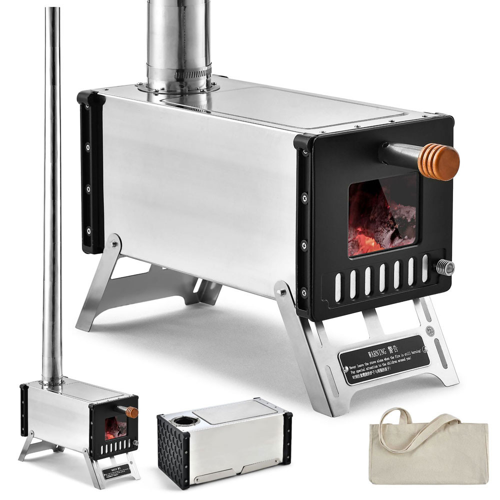 Camping Stove Barbecue Grill Outdoor Stainless Steel Mini Stove Outdoor Camping Wood Stove Portable 