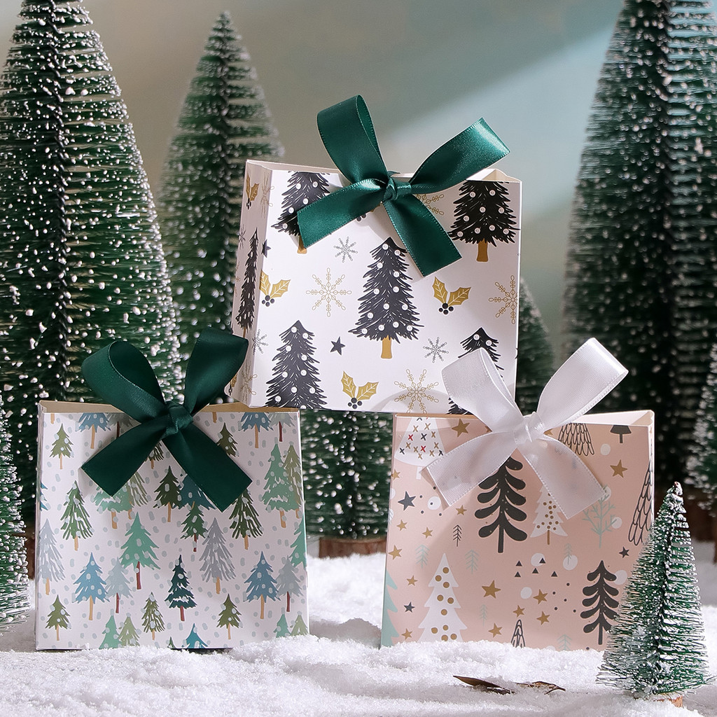 

10-Pack Christmas Gift Boxes with Mini Holiday Gift Bags in Assorted Patterns for Candies, Chocolates and Small Gifts | Ideal Ch