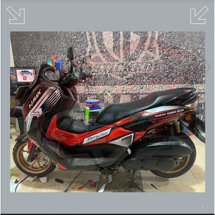Stiker NMAX NEW Full Body Decal Motor YAMAHA NMax All New Abs Motif Garis Merah Hitam Putih