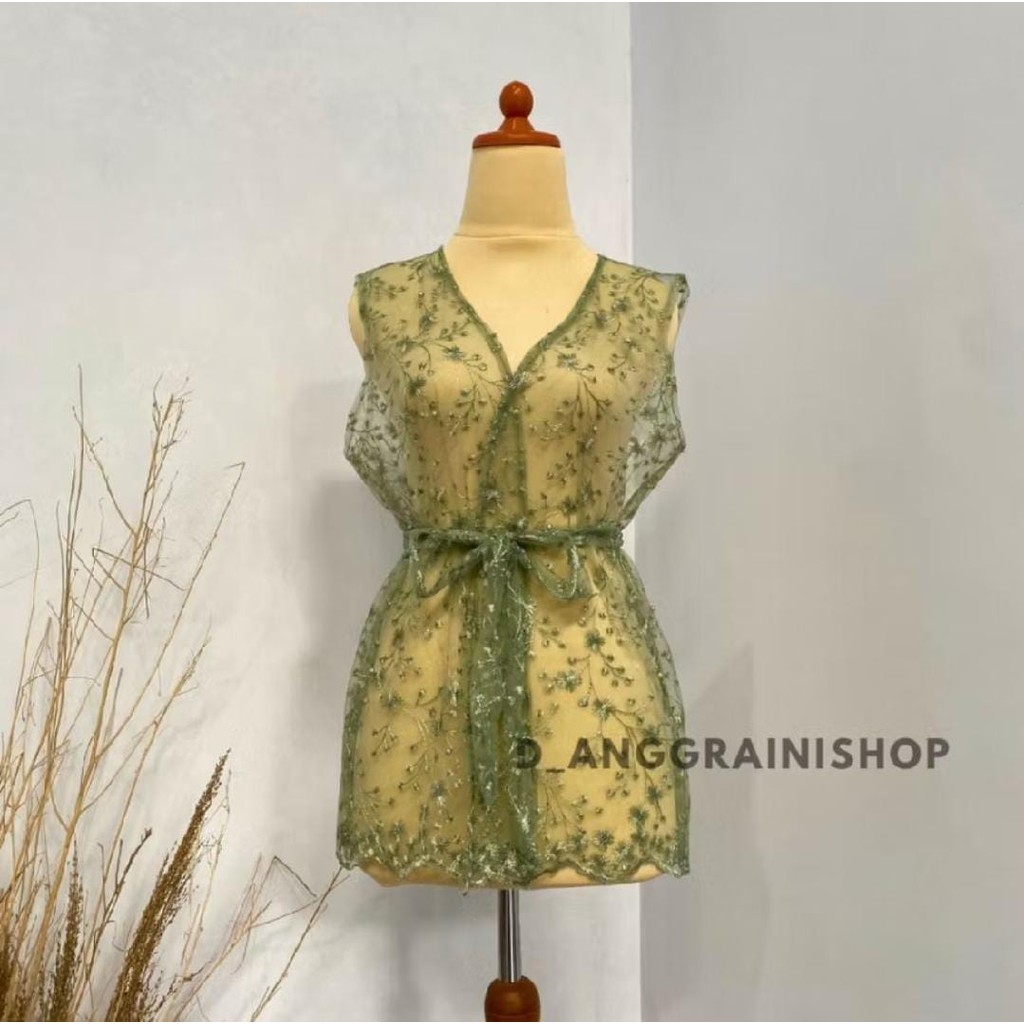 Rompi Tille Mutiara Premium - Vest brukat tile Rompi brukat Outer brokat Cardigan brokat Kebaya
