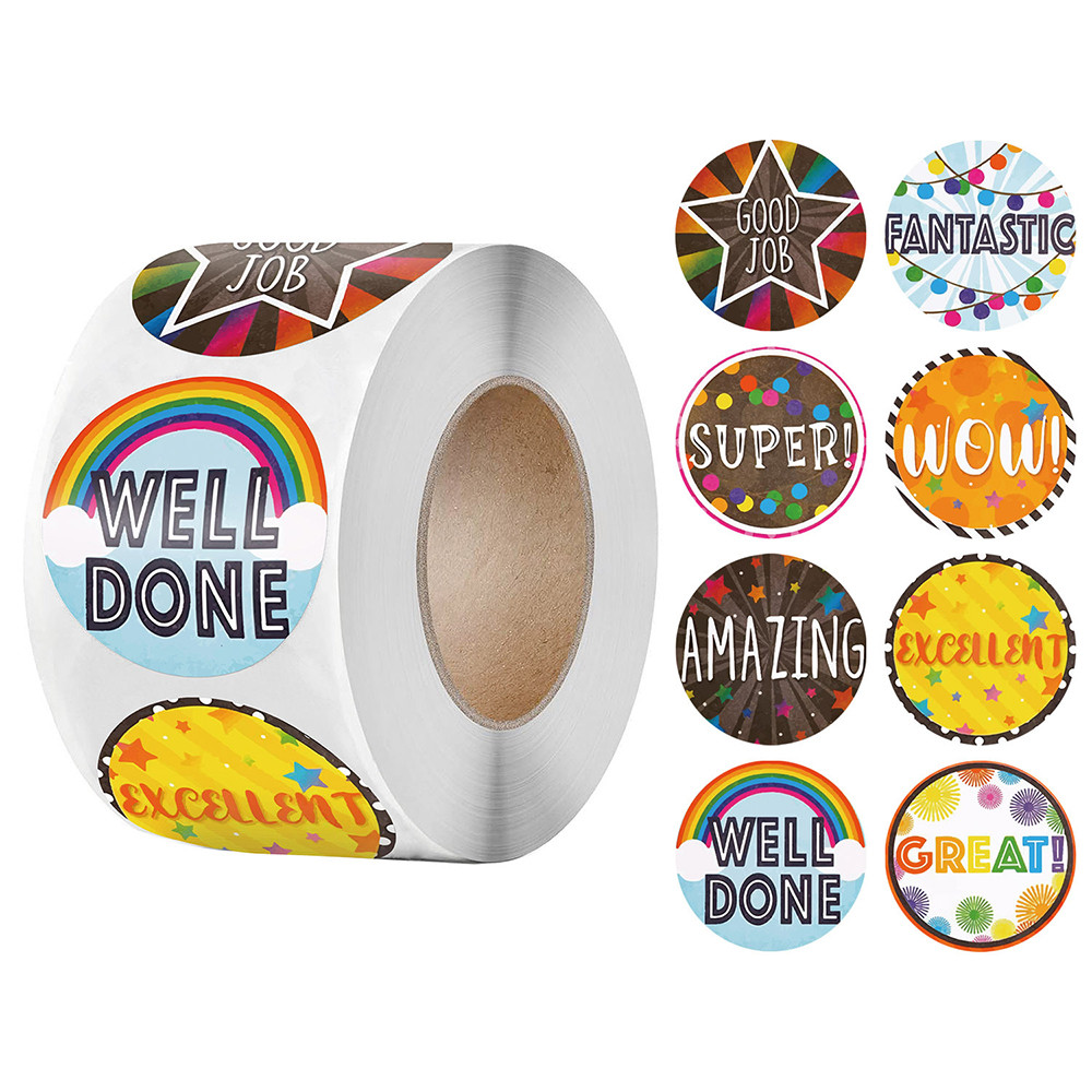 

100-500pcs Cute Reward Stickers Roll with Word Motivational Stickers for School Teacher Kids Student Stationery Stickers Kids