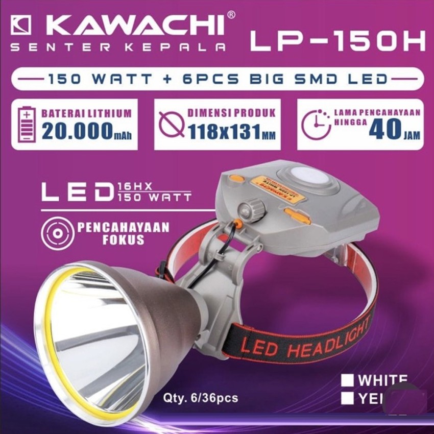 Kawachi Senter Kepala Kawachi 150 Watt LP 150H / HeadlampCas Super LED OriginaL