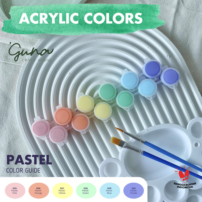 Pastel Colour Acrylic Set 6 Warna  - Cat Air Akrilik Kanvas Lukis Canvas Paint Acrylic Color 3ml