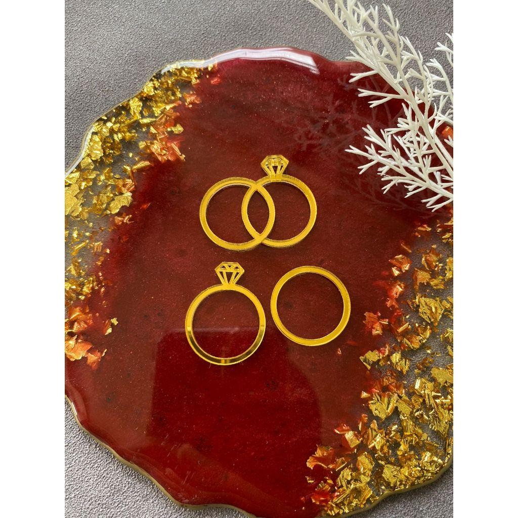 CINCIN REPLIKA Perhiasan Akrilik Gold Dekorasi Pernik Mahar Frame