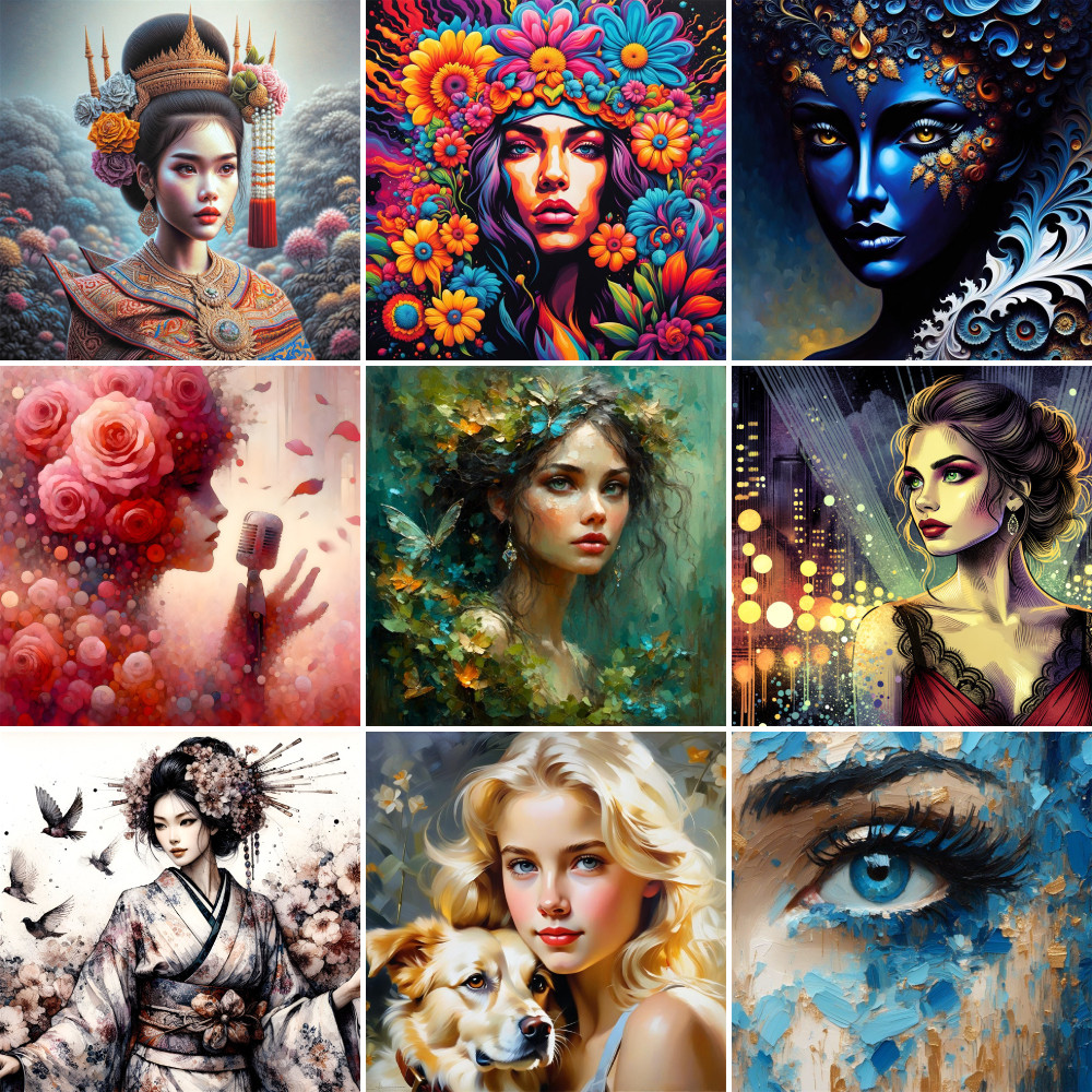 

Portrait Girl Flowers Paint By Number Diamond Art Painting Kits Crafts Kits For Adults Home Decor Child's Gift Dropshipping HOT