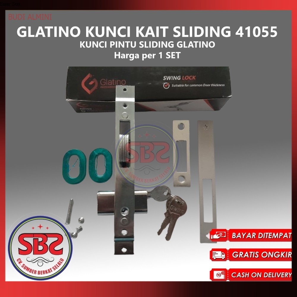 GLATINO Kunci Pintu Sliding KAIT Glatino 41055 / Kunci Pintu Almunium Sliding / Kunci Kait Pintu