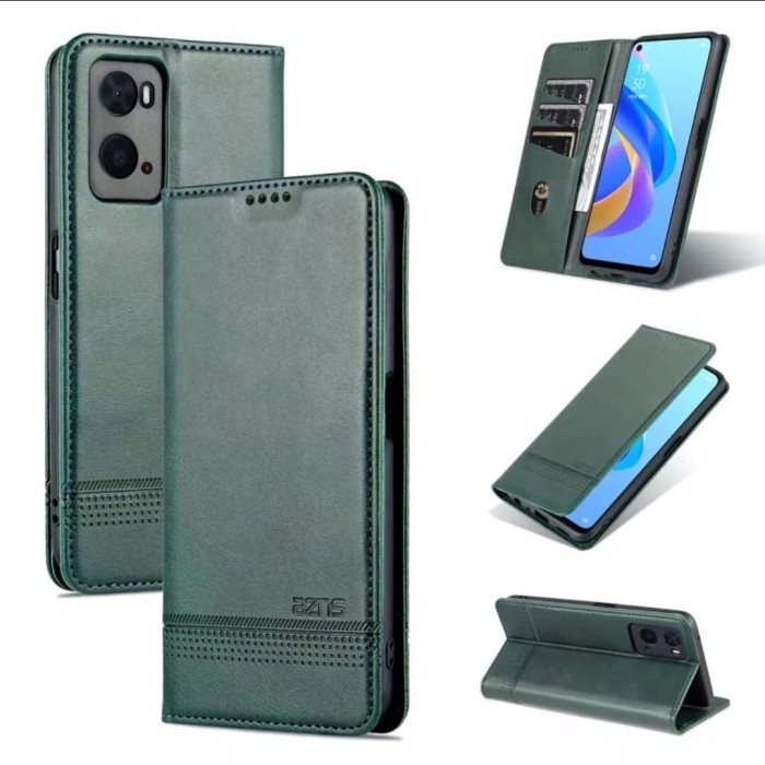 Case Oppo A76/A96 flip case AZUS casing Dompet lipat kulit