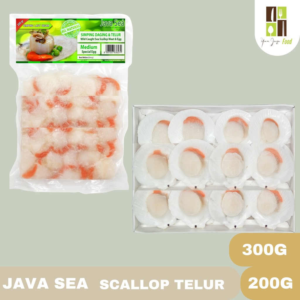 

Java Sea Scallop Telur / Kerang / Mixed / Scallop Telur 30 IC [200g] / Cangkak Telur Daging 20 IC [300g]