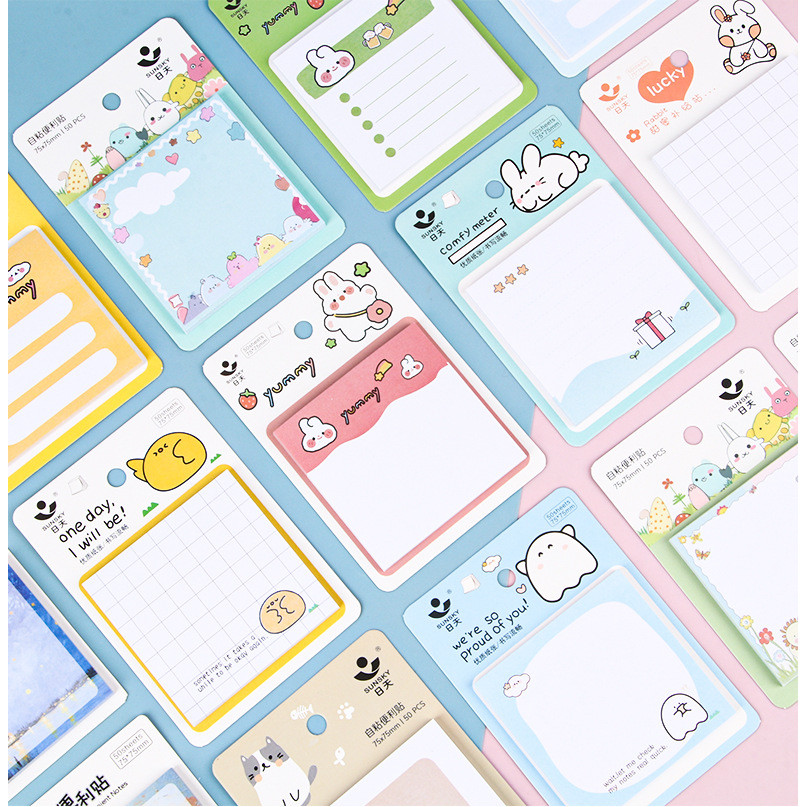 

[GROSIR ATK] STICKY NOTES POST IT MEMO PAD MOTIF KARTUN AESTHETIC KAWAII ISI 50 LEMBAR 1 SET NYA