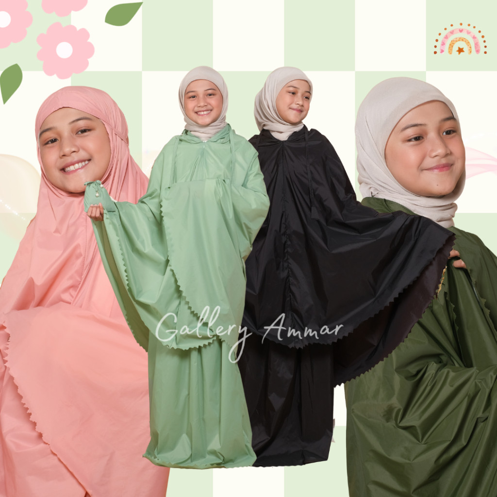 Mukena Anak Traveling Mini Pouch Parasut Korea Series 2 in 1 Free Sajadah Mukena Premium Scrape Rend