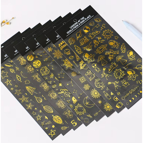 

Gold Scrapbook Sticker Transparan Anti Air Deco Stickers DOODLE EDITION Gwiyeo