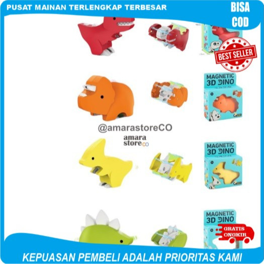 Mainan Anak DINO CASING MAGNETIC 3D DIY Bongkar Pasang Dinosaur Anak