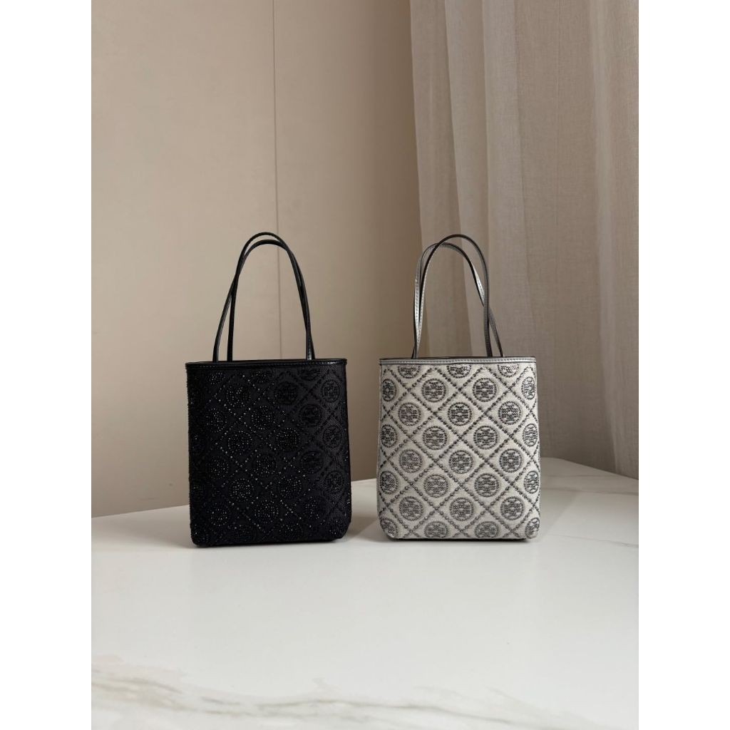 ori~Tory bur**/TB Edisi Terbatas Tas jinjing mini berlian dekoratif Monogram tas selempang bahu