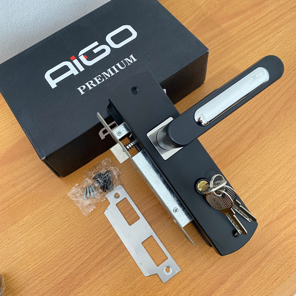 KUNCI PINTU RUMAH / HANDLE PINTU TANGGUNG 20CM HITAM DOFF MINIMALIS